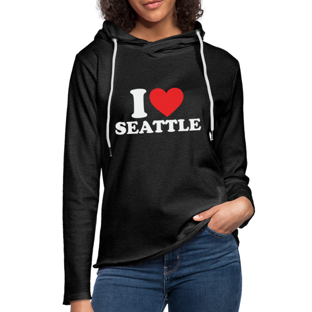 I Heart Seattle Lightweight Terry Hoodie - charcoal grey