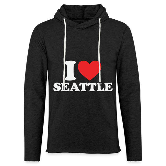 I Heart Seattle Lightweight Terry Hoodie - charcoal grey