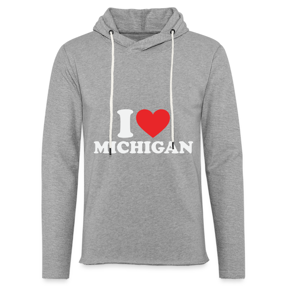 I Heart Michigan Lightweight Terry Hoodie - heather gray