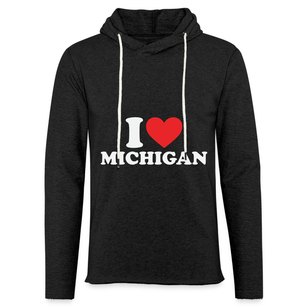 I Heart Michigan Lightweight Terry Hoodie - charcoal grey