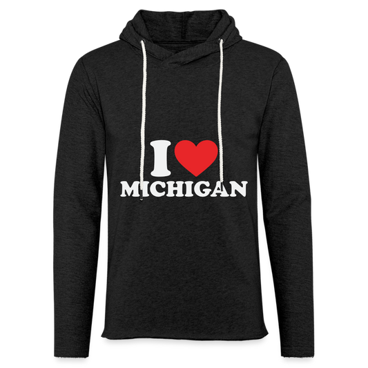 I Heart Michigan Lightweight Terry Hoodie - charcoal grey