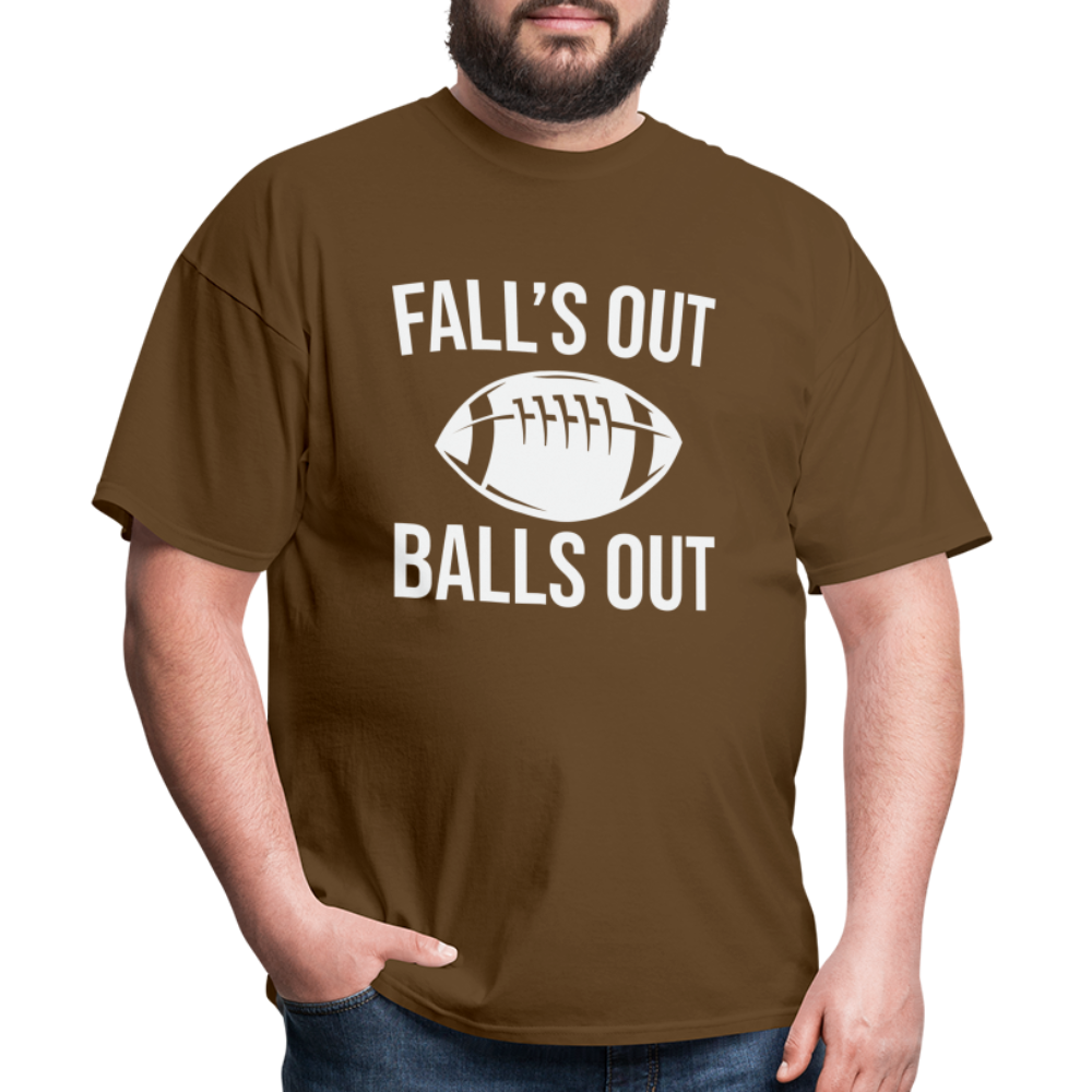 Fall's Out Balls Out T-Shirt (Football) - brown