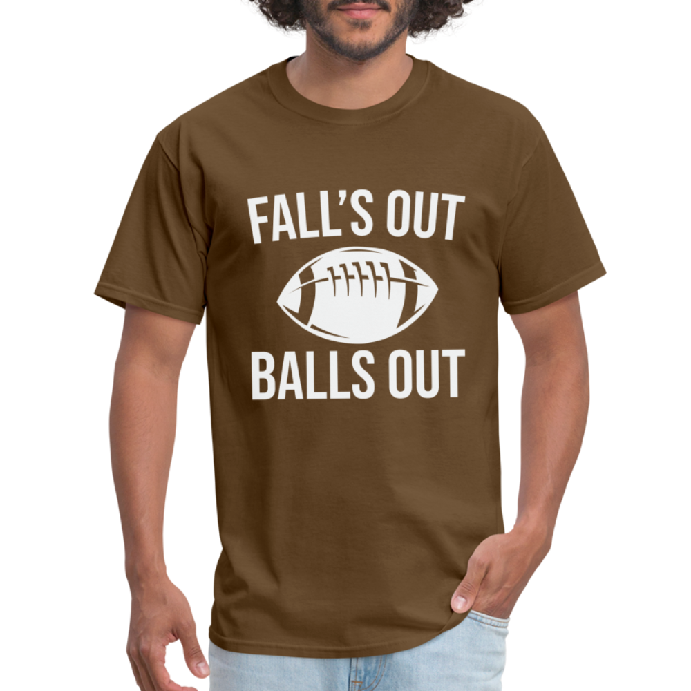 Fall's Out Balls Out T-Shirt (Football) - brown