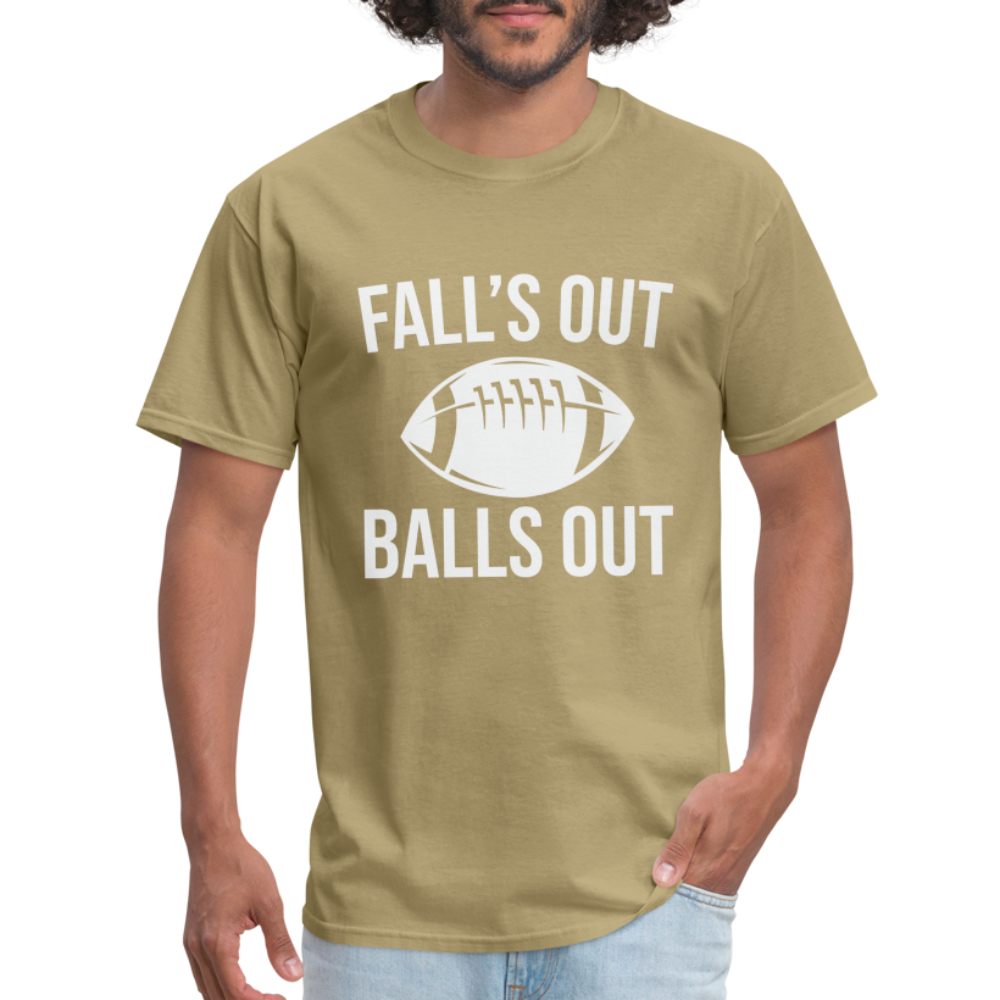 Fall's Out Balls Out T-Shirt (Football) - khaki