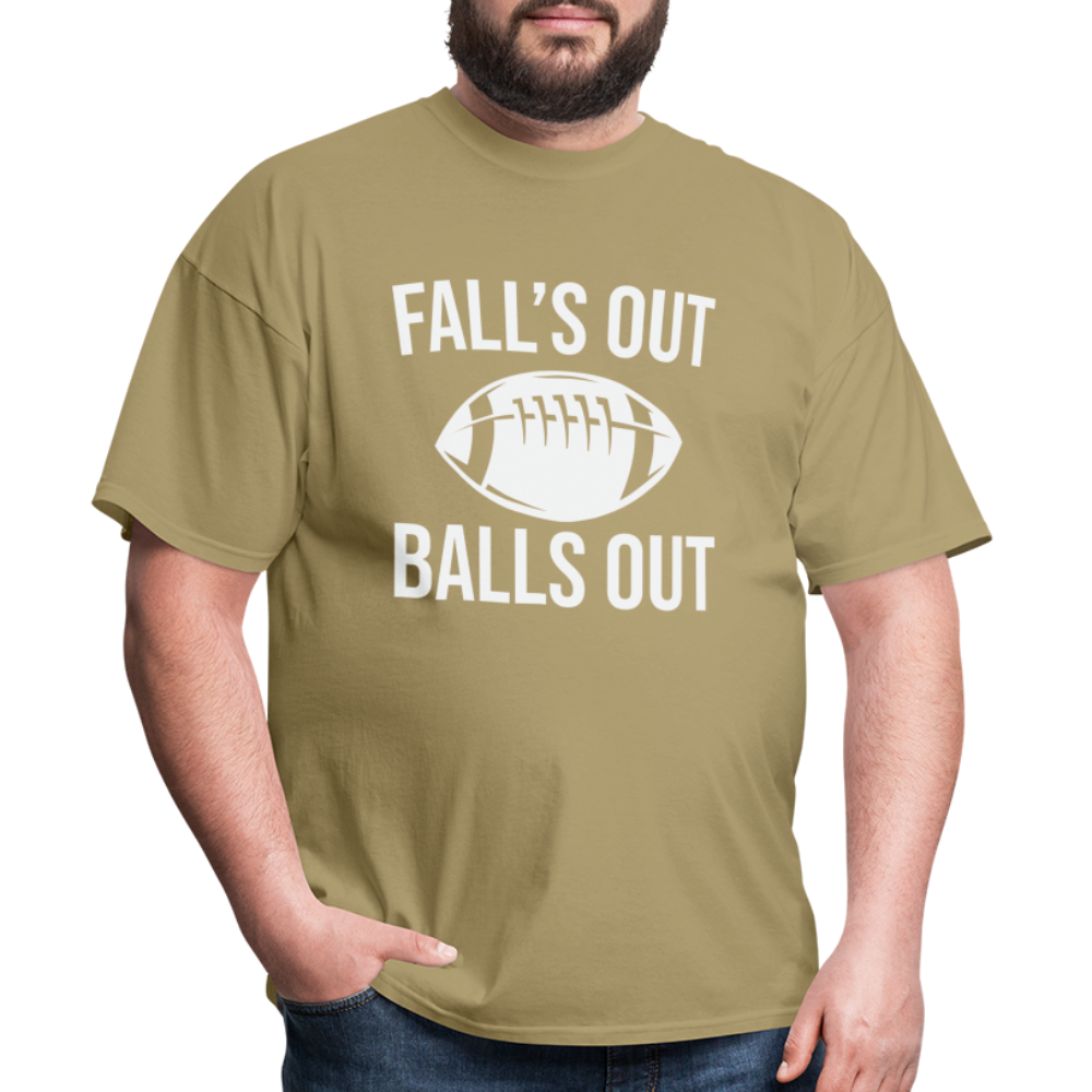 Fall's Out Balls Out T-Shirt (Football) - khaki