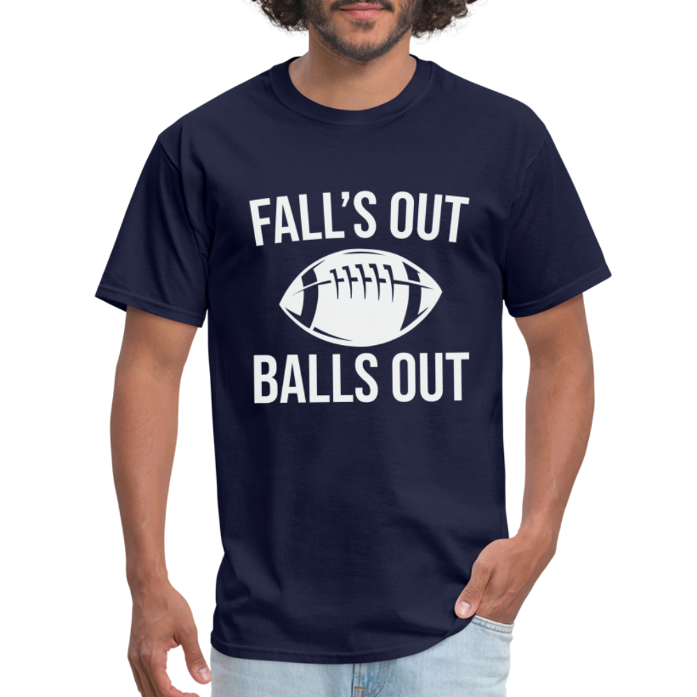 Fall's Out Balls Out T-Shirt (Football) - navy