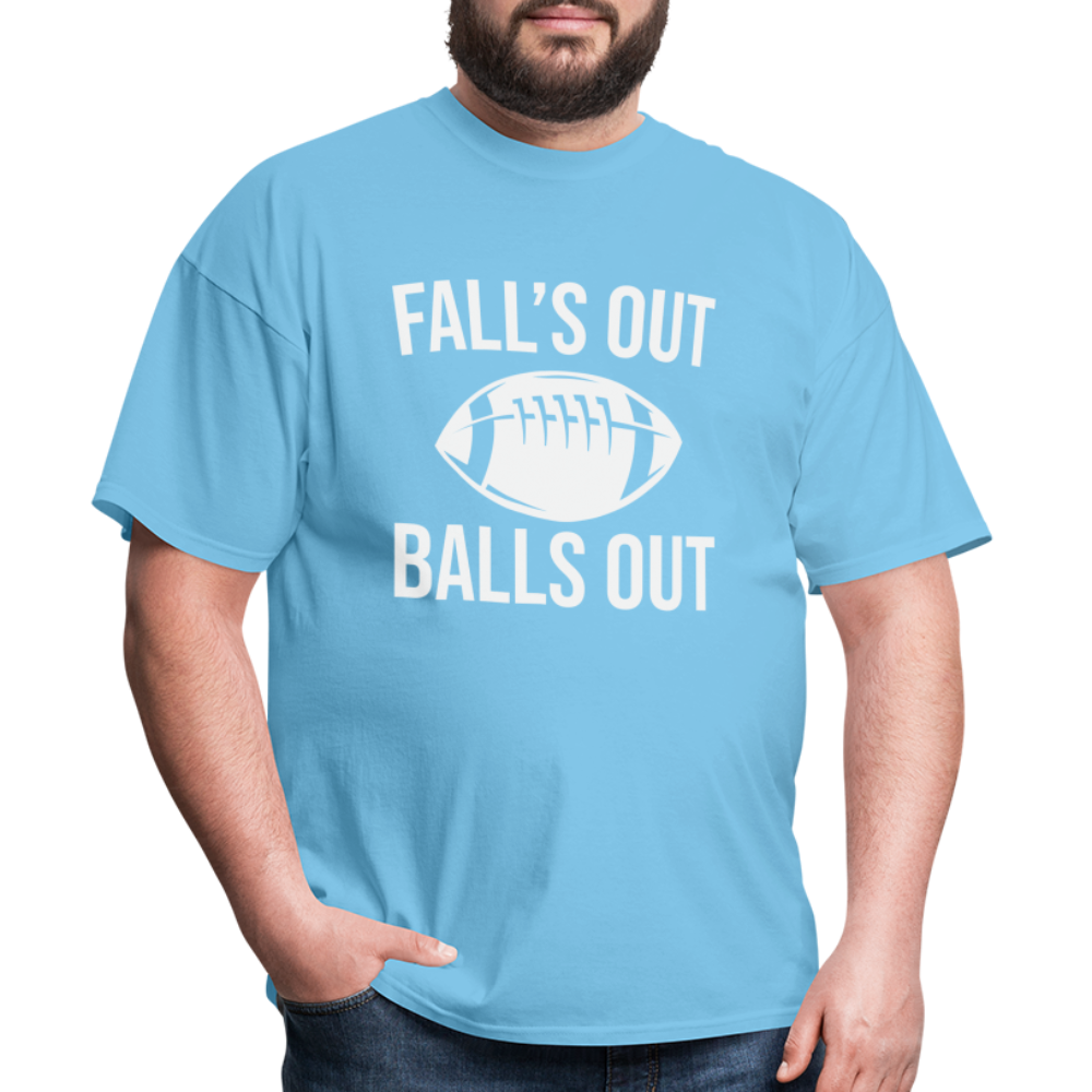 Fall's Out Balls Out T-Shirt (Football) - aquatic blue