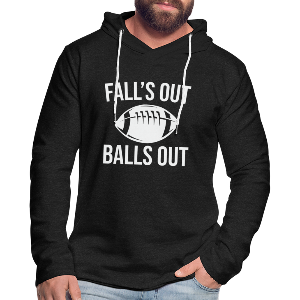 Fall's Put Balls Out Lightweight Terry Hoodie (Football) - charcoal grey
