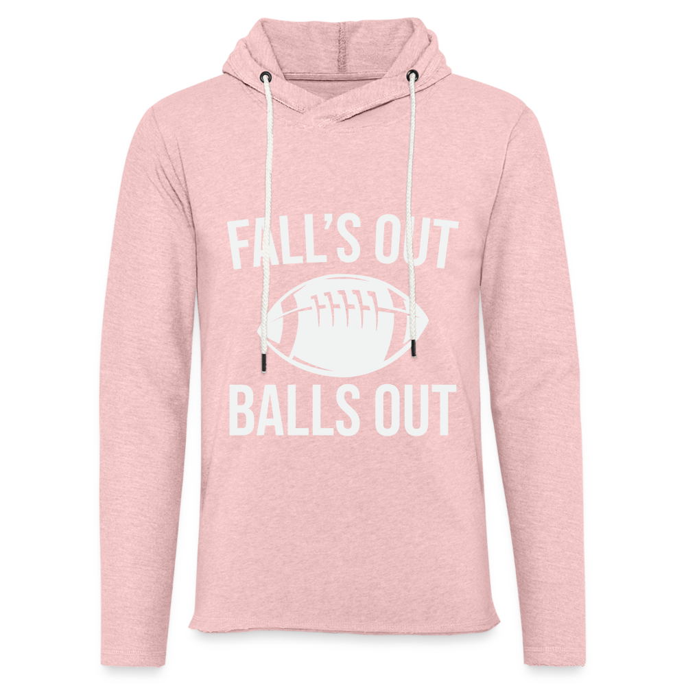 Fall's Put Balls Out Lightweight Terry Hoodie (Football) - cream heather pink