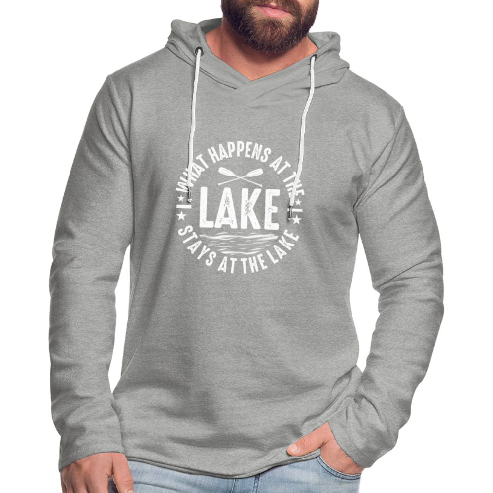 What Happens At The Lake Stays At The Lake Lightweight Terry Hoodie - heather gray