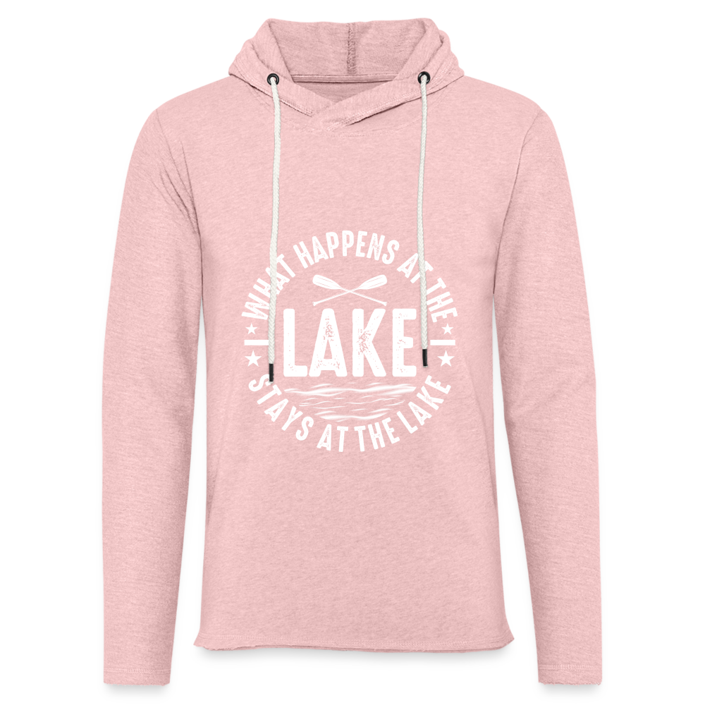 What Happens At The Lake Stays At The Lake Lightweight Terry Hoodie - cream heather pink