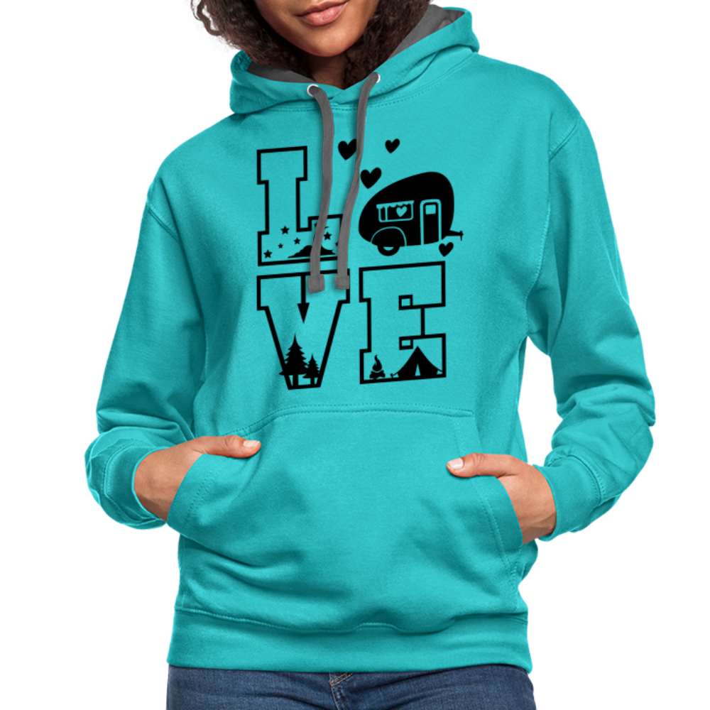 Love Camping Hoodie - scuba blue/asphalt