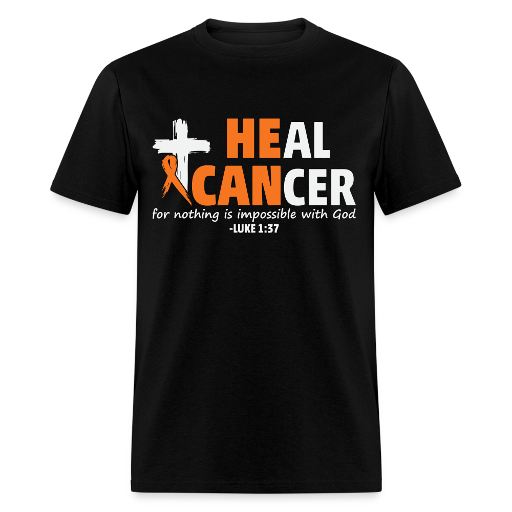 Heal Cancer T-Shirt He Can (Luke 1:37) - black