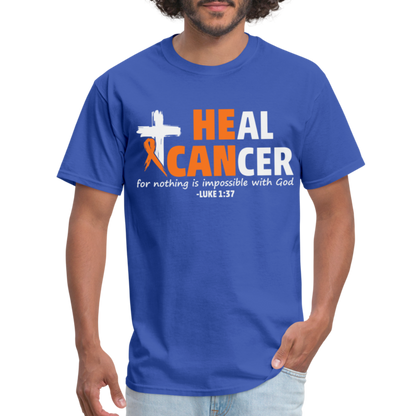 Heal Cancer T-Shirt He Can (Luke 1:37) - royal blue