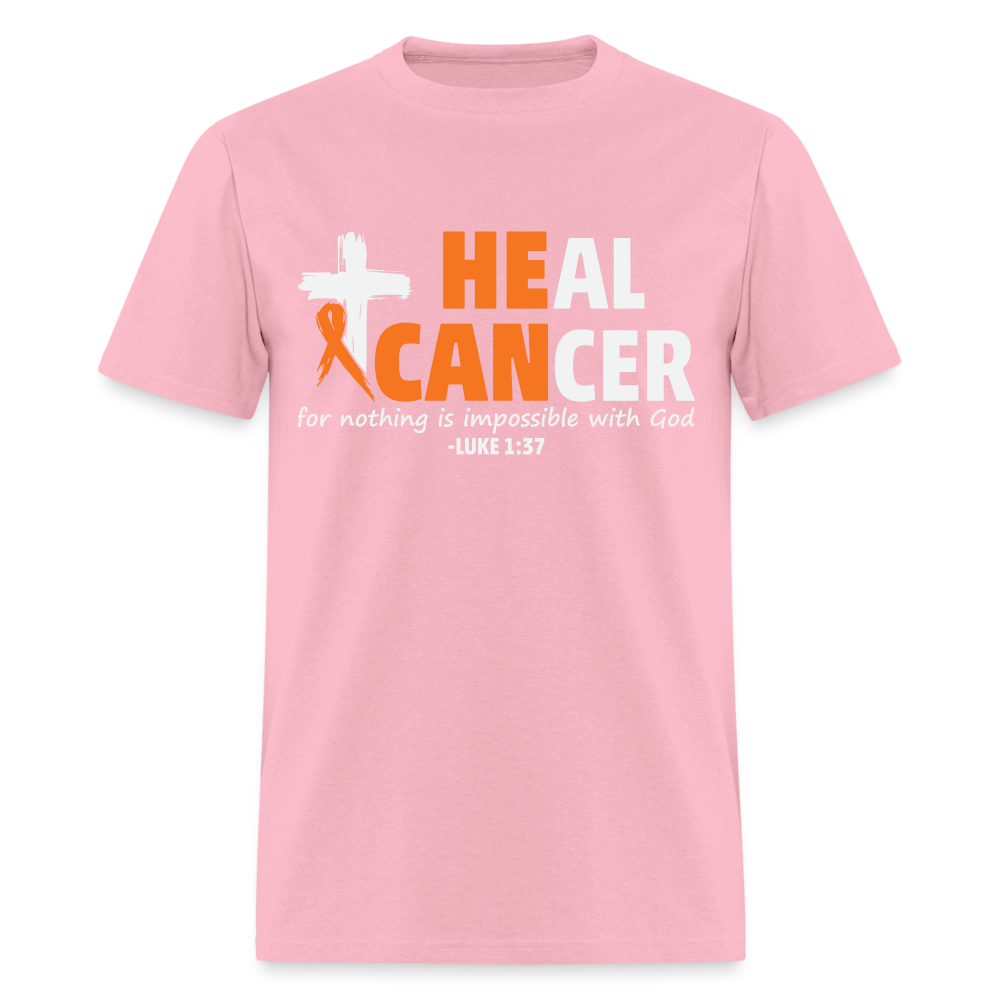 Heal Cancer T-Shirt He Can (Luke 1:37) - pink