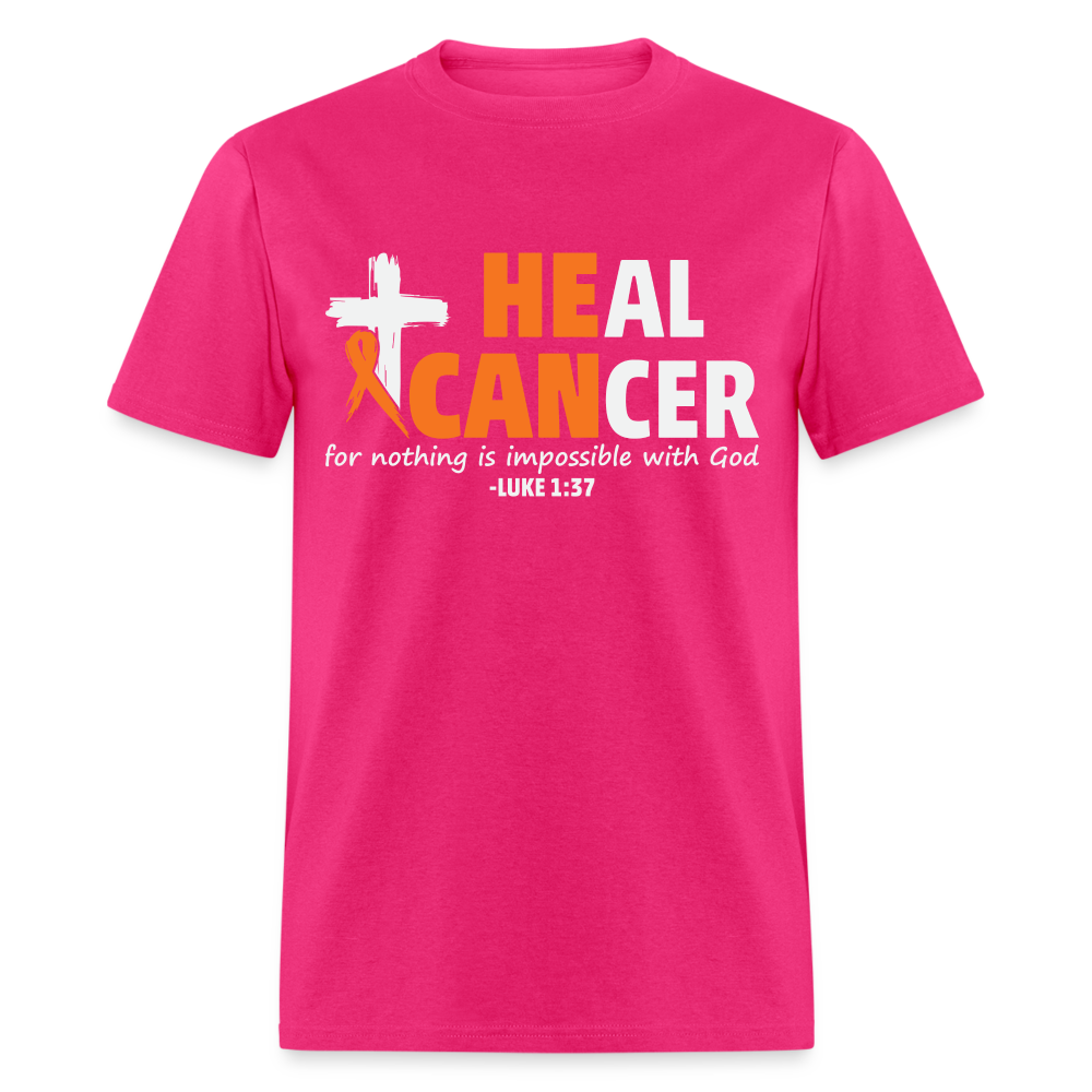 Heal Cancer T-Shirt He Can (Luke 1:37) - fuchsia
