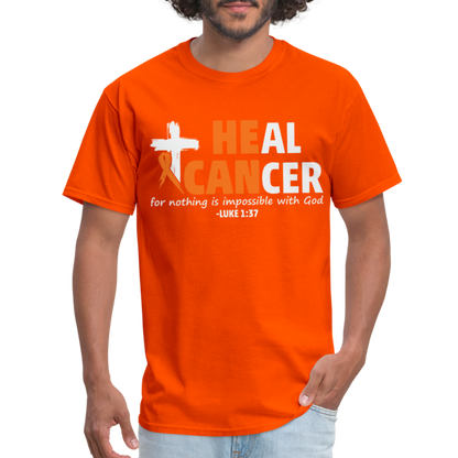 Heal Cancer T-Shirt He Can (Luke 1:37) - orange