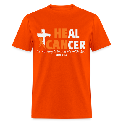 Heal Cancer T-Shirt He Can (Luke 1:37) - orange