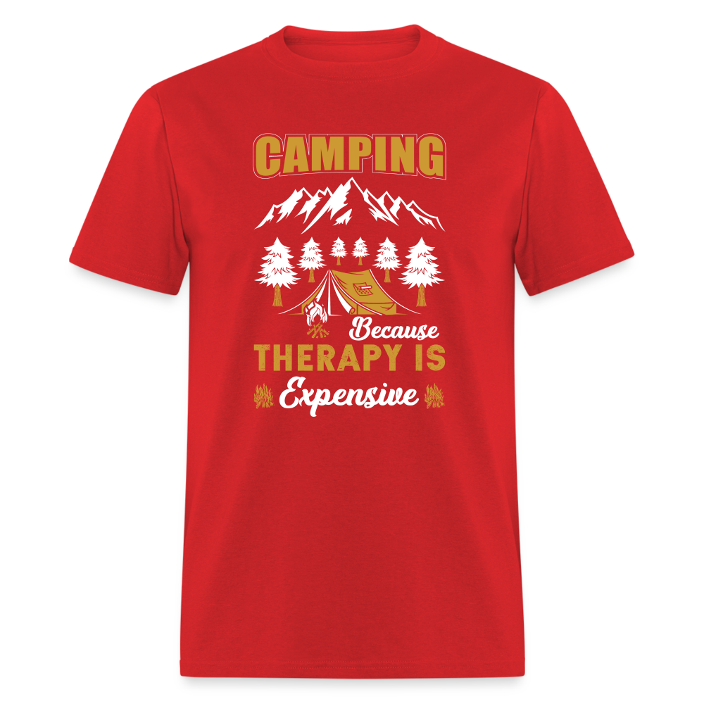 Camping Because Therapy is Expensive T-Shirt - red