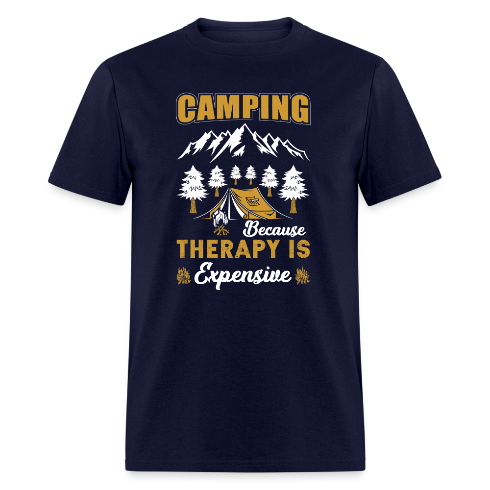 Camping Because Therapy is Expensive T-Shirt - navy
