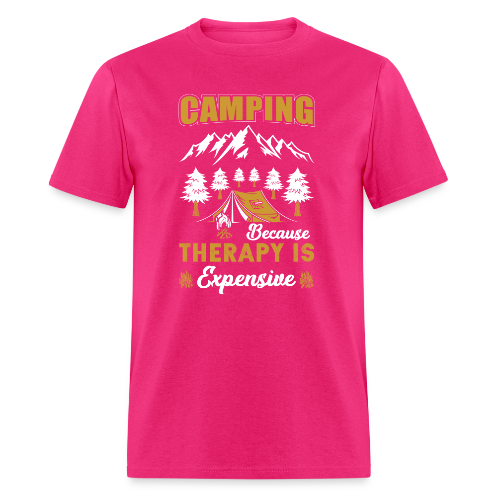 Camping Because Therapy is Expensive T-Shirt - fuchsia