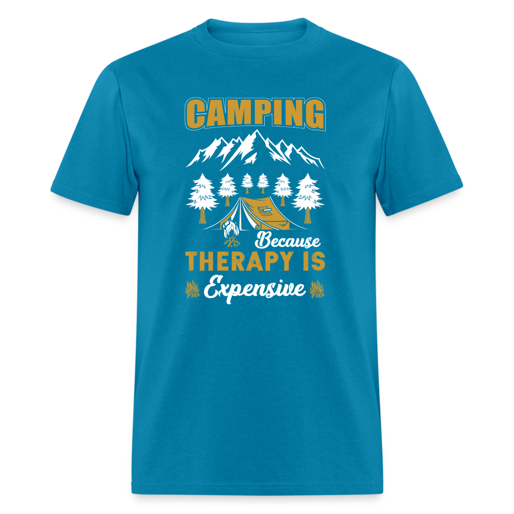 Camping Because Therapy is Expensive T-Shirt - turquoise