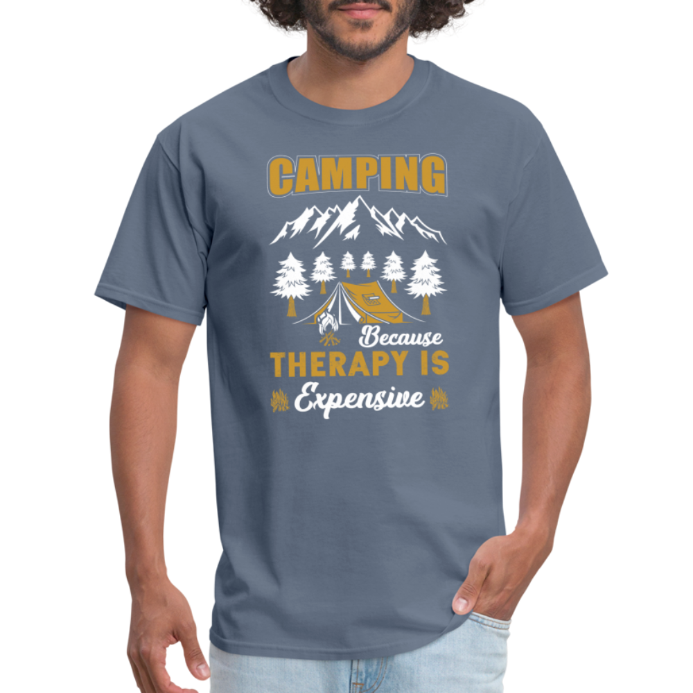 Camping Because Therapy is Expensive T-Shirt - denim
