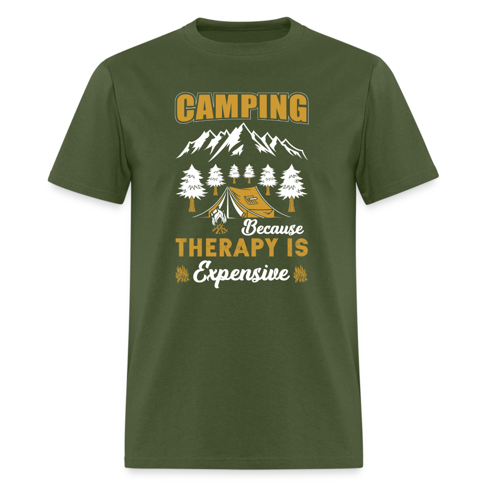 Camping Because Therapy is Expensive T-Shirt - military green