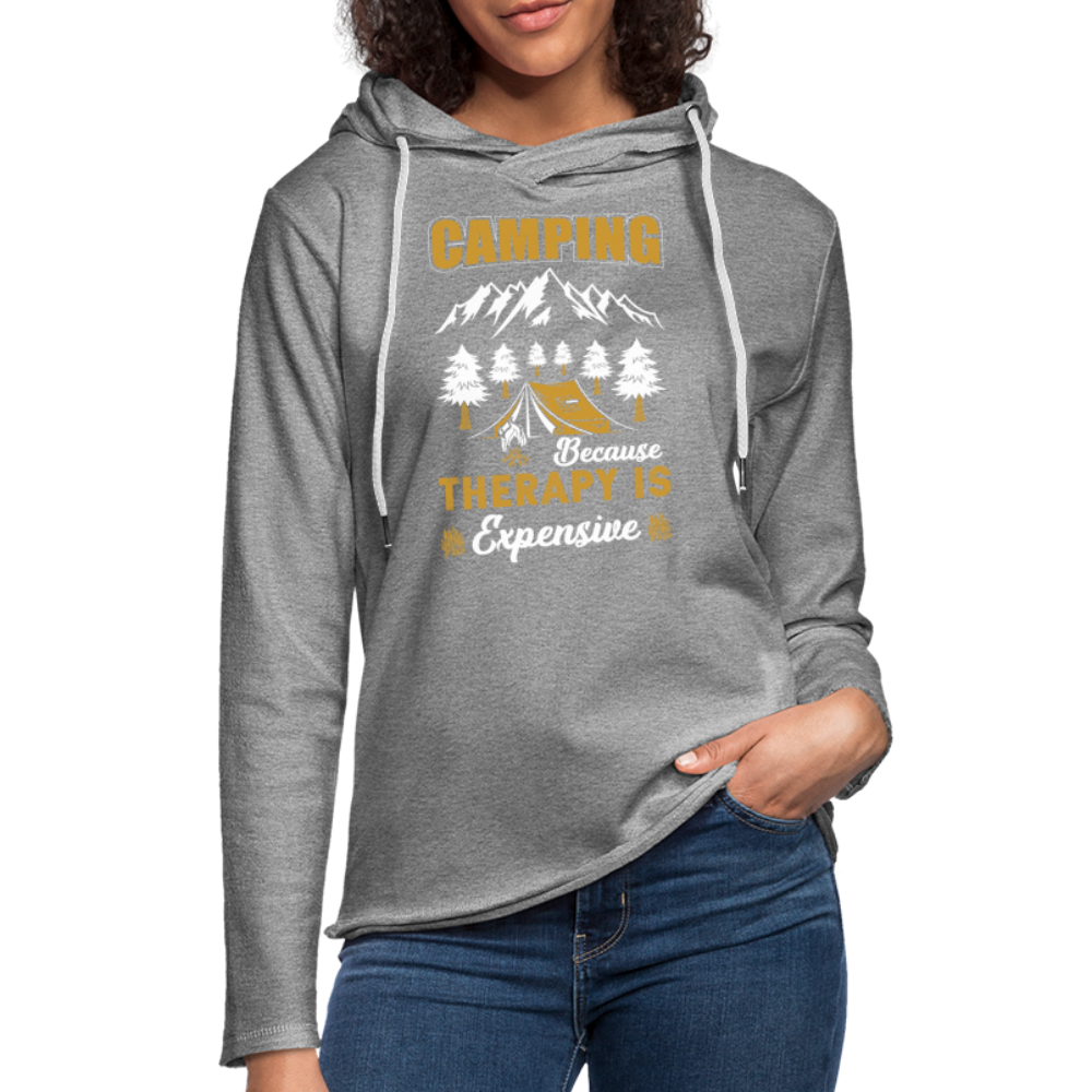 Camping Because Therapy is Expensive Lightweight Terry Hoodie - heather gray