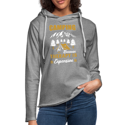 Camping Because Therapy is Expensive Lightweight Terry Hoodie - heather gray