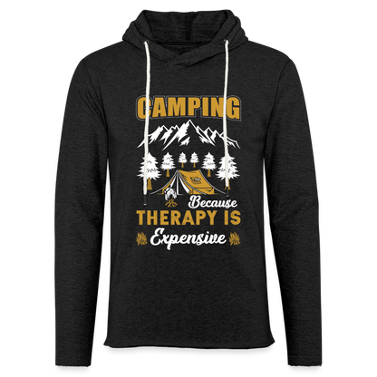 Camping Because Therapy is Expensive Lightweight Terry Hoodie - charcoal grey