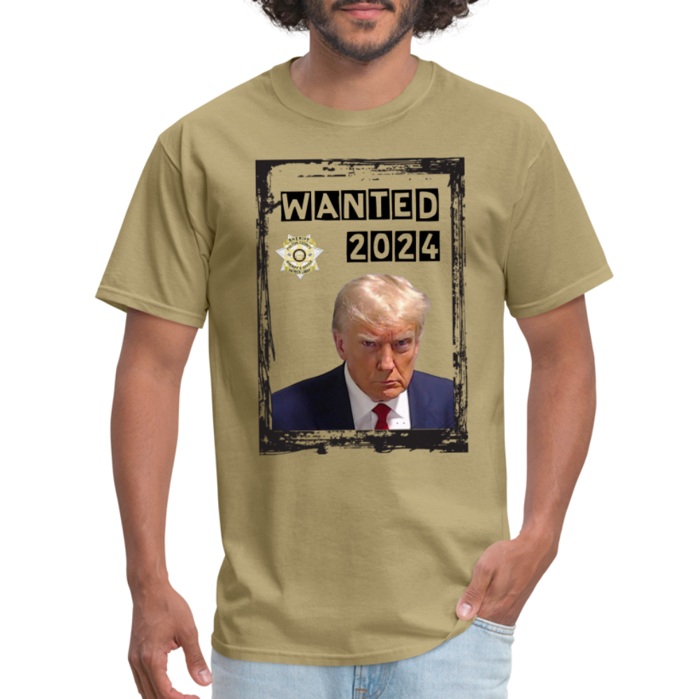 Trump Mugshot T-Shirt Wanted 2024 - khaki