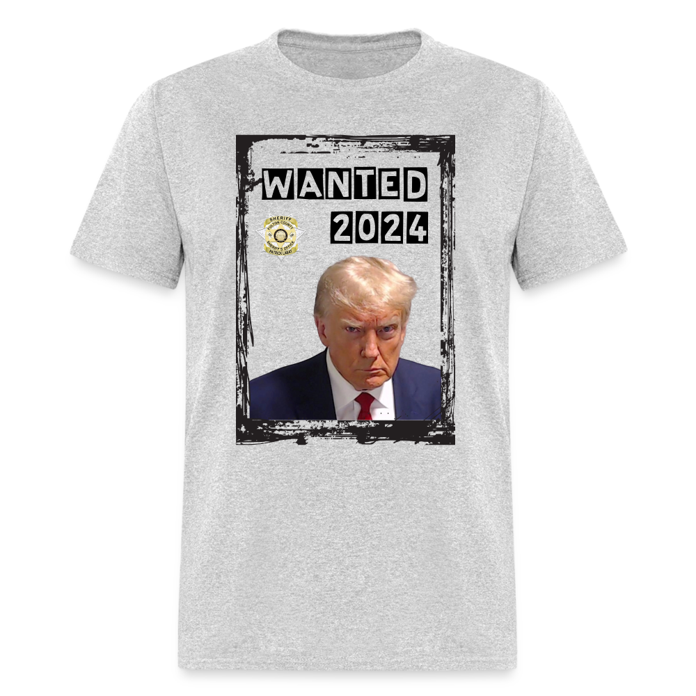 Trump Mugshot T-Shirt Wanted 2024 - heather gray
