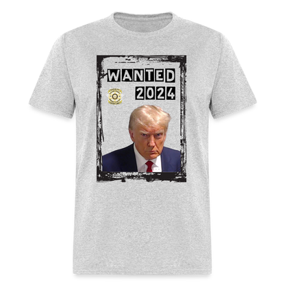 Trump Mugshot T-Shirt Wanted 2024 - heather gray