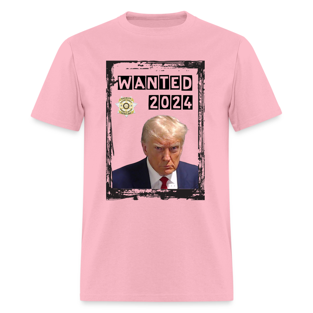 Trump Mugshot T-Shirt Wanted 2024 - pink