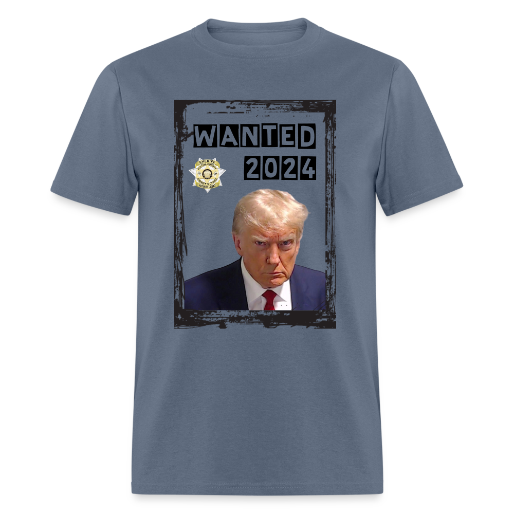 Trump Mugshot T-Shirt Wanted 2024 - denim