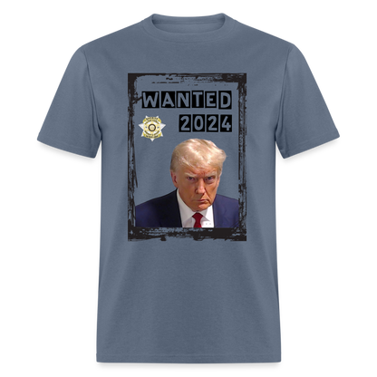 Trump Mugshot T-Shirt Wanted 2024 - denim