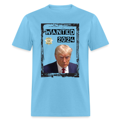 Trump Mugshot T-Shirt Wanted 2024 - aquatic blue
