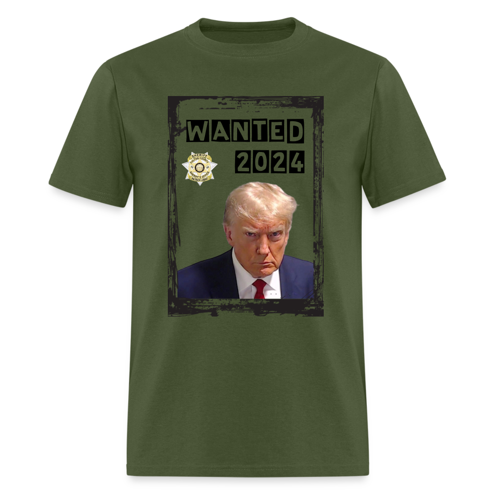 Trump Mugshot T-Shirt Wanted 2024 - military green