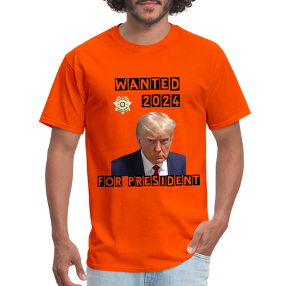 Wanted 2024 For President Trump T-Shirt (Mugshot Image) - orange