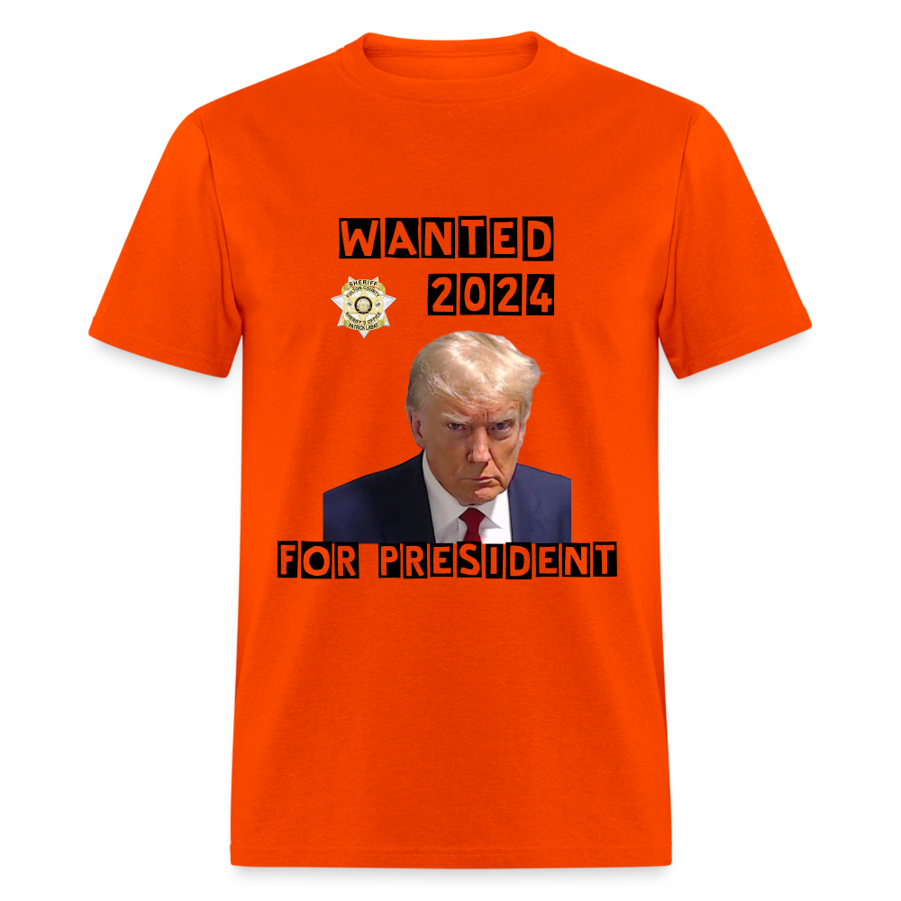 Wanted 2024 For President Trump T-Shirt (Mugshot Image) - orange