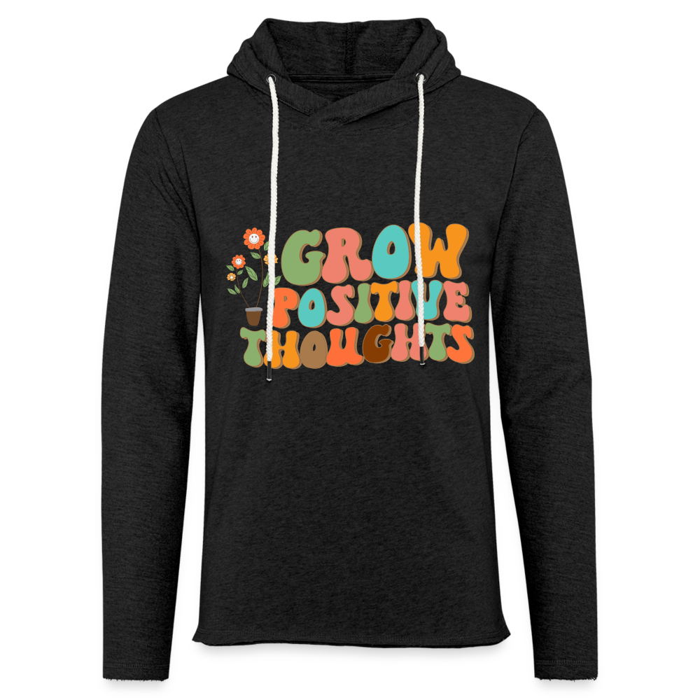 Grow Positive Thoughts Lightweight Terry Hoodie - charcoal grey