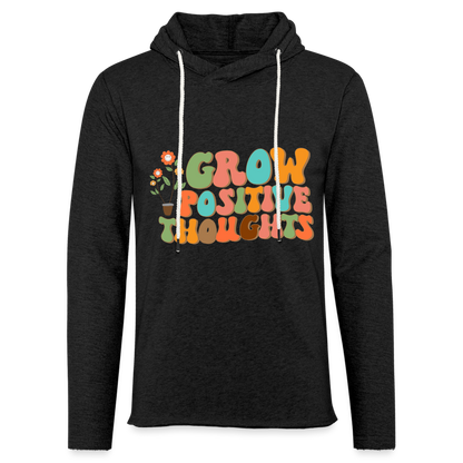 Grow Positive Thoughts Lightweight Terry Hoodie - charcoal grey