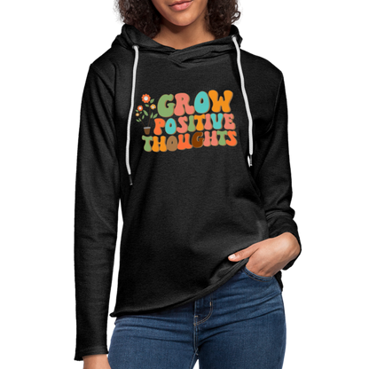 Grow Positive Thoughts Lightweight Terry Hoodie - charcoal grey