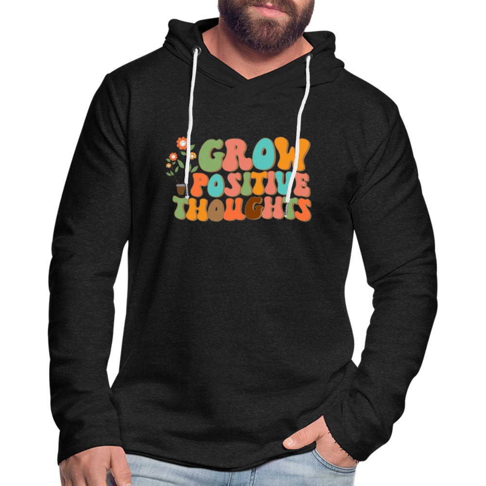 Grow Positive Thoughts Lightweight Terry Hoodie - charcoal grey