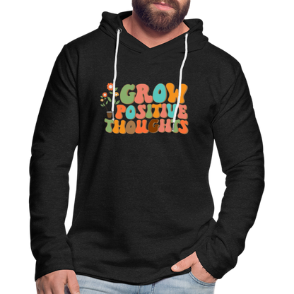 Grow Positive Thoughts Lightweight Terry Hoodie - charcoal grey