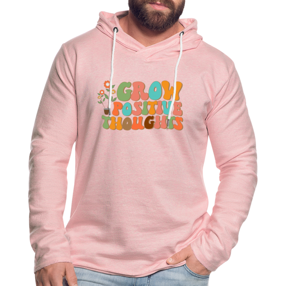 Grow Positive Thoughts Lightweight Terry Hoodie - cream heather pink