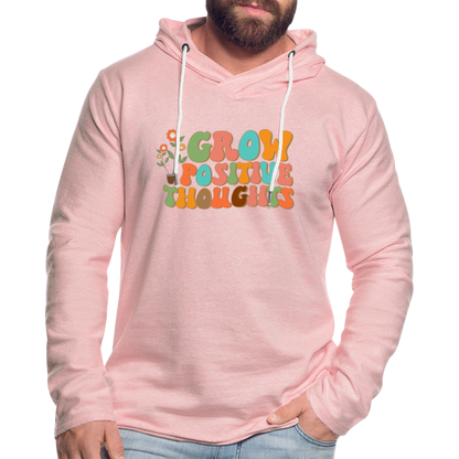 Grow Positive Thoughts Lightweight Terry Hoodie - cream heather pink