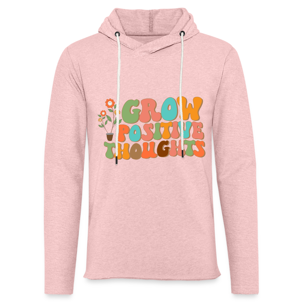 Grow Positive Thoughts Lightweight Terry Hoodie - cream heather pink