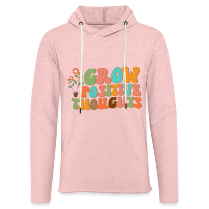 Grow Positive Thoughts Lightweight Terry Hoodie - cream heather pink